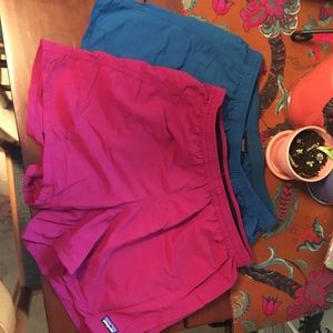 Two pairs of Patagonia baggie shorts.